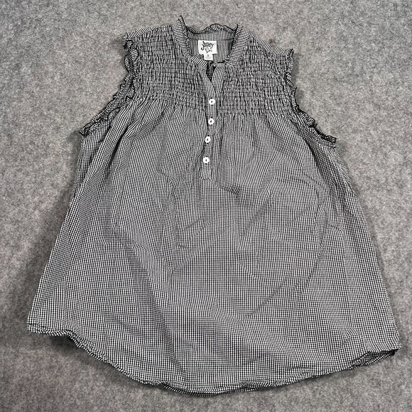 ivy jane Tops - Ivy Jane Black White Gingham Sleeveless Ruffle Blouse Women's Size Small‎